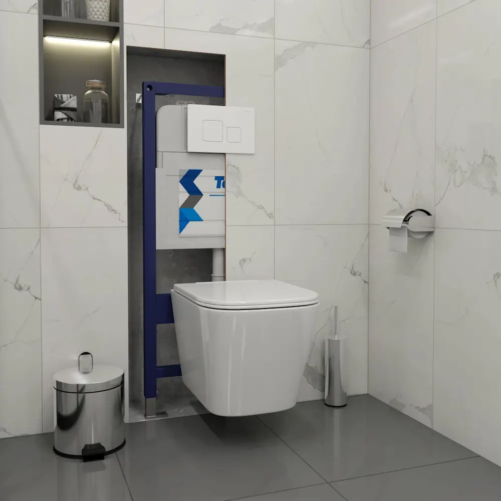 Фото 5 Инсталляция с унитазом комплект 5 в 1 Teymi F16178 унитаз подвесной безободковый Helmi Pro Vortex кнопка белая Фото 5 Инсталляция с унитазом комплект 5 в 1 Teymi F16178 унитаз подвесной безободковый Helmi Pro Vortex кнопка белая