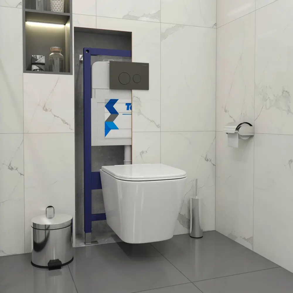 Фото 5 Инсталляция с унитазом комплект 5 в 1 Teymi F16189 унитаз подвесной безободковый Helmi Pro Vortex кнопка черная Фото 5 Инсталляция с унитазом комплект 5 в 1 Teymi F16189 унитаз подвесной безободковый Helmi Pro Vortex кнопка черная