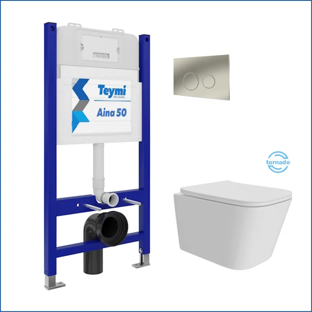 Фото 2 Инсталляция с унитазом комплект 5 в 1 Teymi F16191 унитаз подвесной безободковый Helmi Pro Vortex кнопка нержавеющая сталь Фото 2 Инсталляция с унитазом комплект 5 в 1 Teymi F16191 унитаз подвесной безободковый Helmi Pro Vortex кнопка нержавеющая сталь