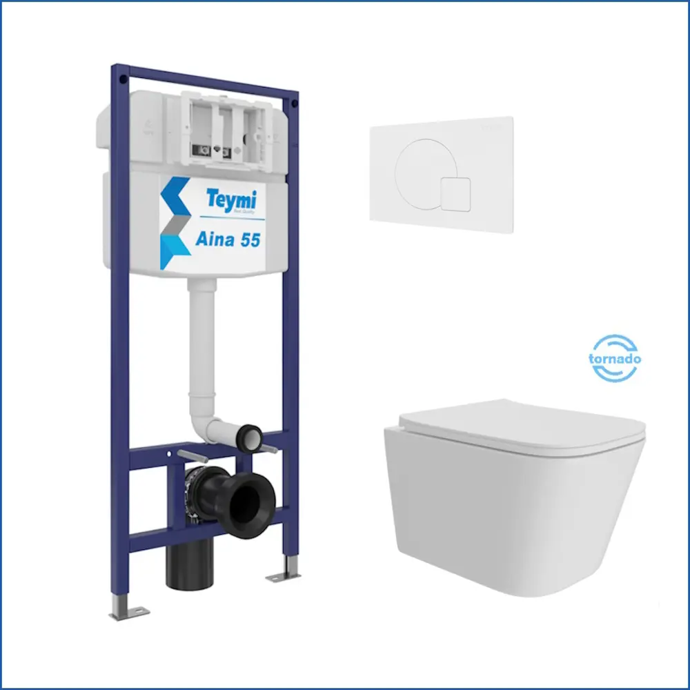 Фото 2 Инсталляция с унитазом комплект 5 в 1 Teymi F16225 унитаз подвесной безободковый Helmi Pro Vortex кнопка белая Фото 2 Инсталляция с унитазом комплект 5 в 1 Teymi F16225 унитаз подвесной безободковый Helmi Pro Vortex кнопка белая