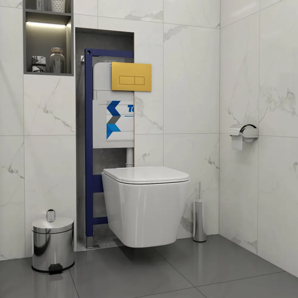 Фото 5 Инсталляция с унитазом комплект 5 в 1 Teymi F16229 унитаз подвесной безободковый Helmi Pro Vortex кнопка золото Фото 5 Инсталляция с унитазом комплект 5 в 1 Teymi F16229 унитаз подвесной безободковый Helmi Pro Vortex кнопка золото