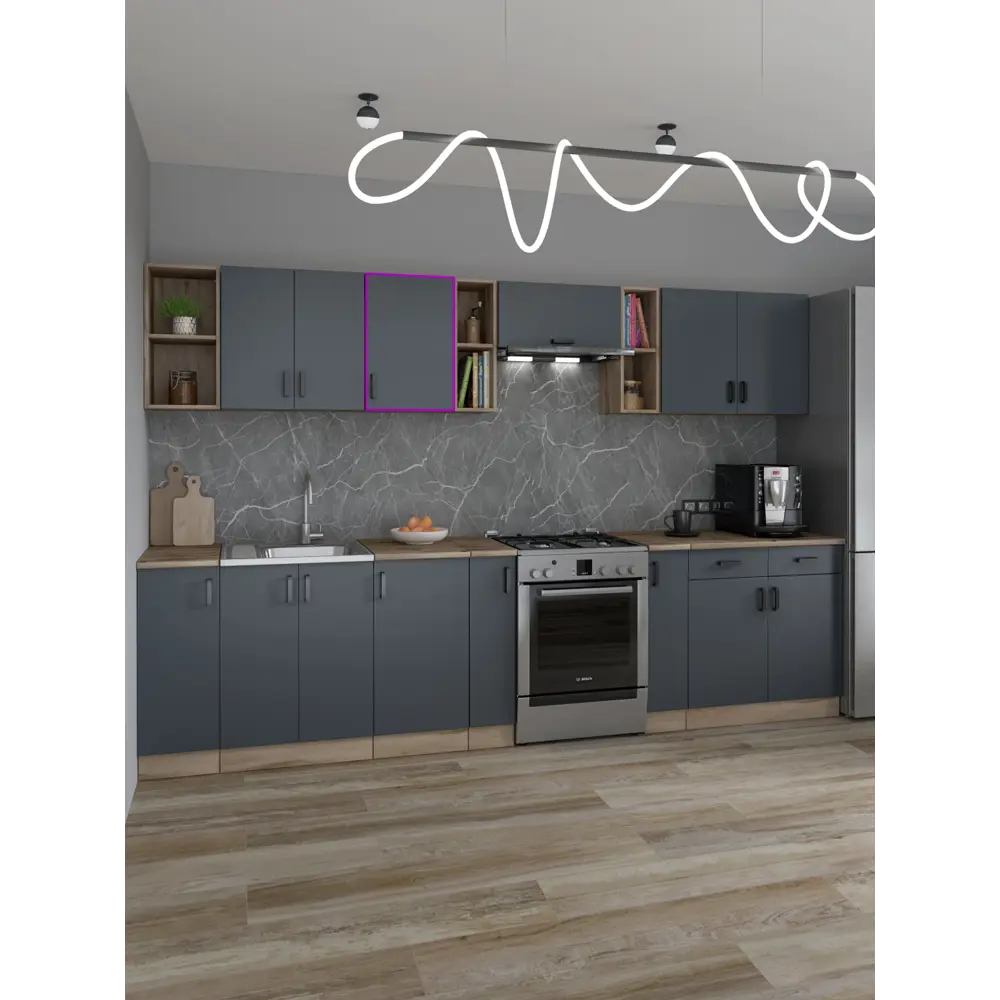 Фото 3 Кухонный шкаф навесной Regent style Кухонный модуль напольный 40x60x30 см ЛДСП цвет графит Фото 3 Кухонный шкаф навесной Regent style Кухонный модуль напольный 40x60x30 см ЛДСП цвет графит