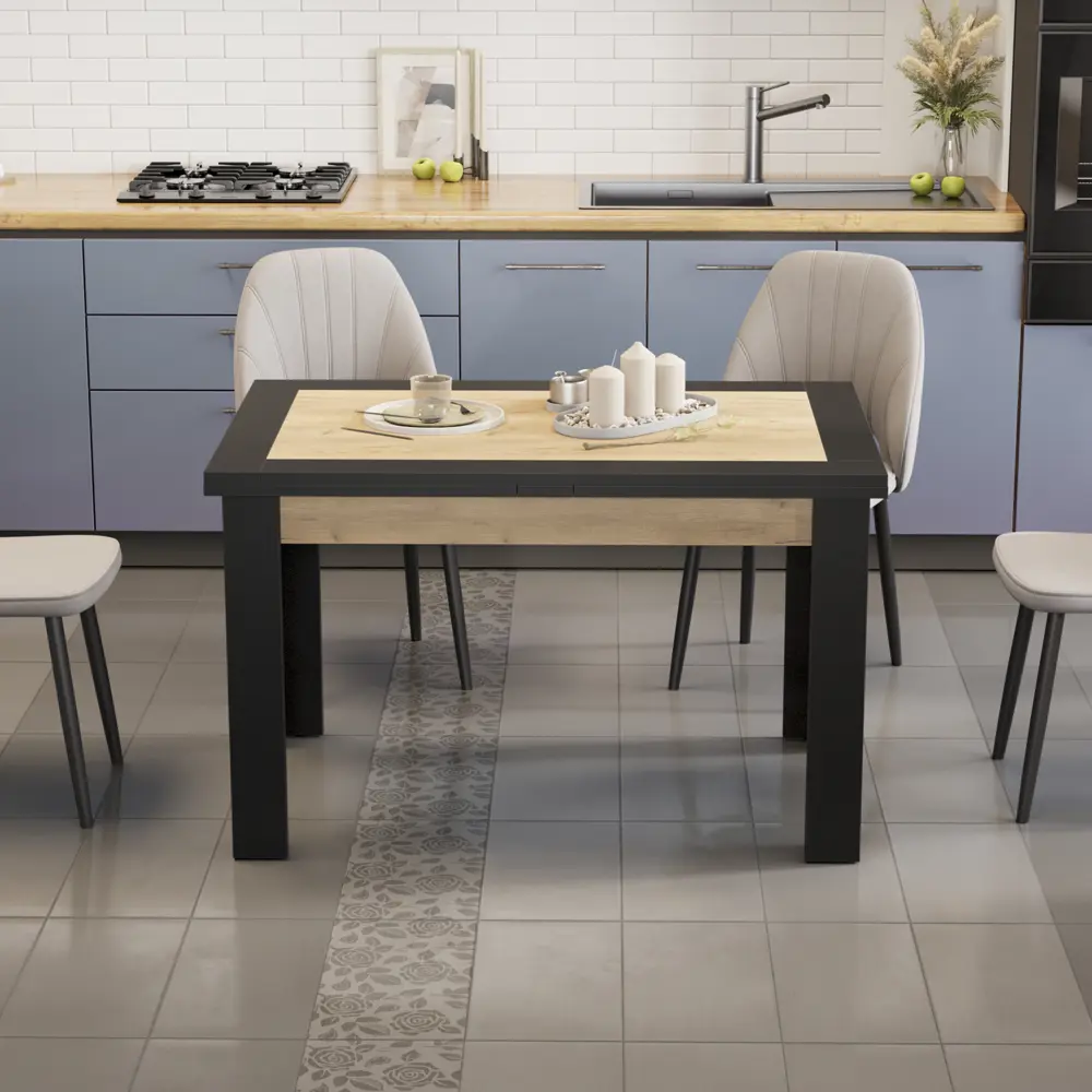 Фото 5 Кухонный стол квадратный Трия 120x79 см ЛДСП цвет дуб крафт золотой, черный Фото 5 Кухонный стол квадратный Трия 120x79 см ЛДСП цвет дуб крафт золотой, черный