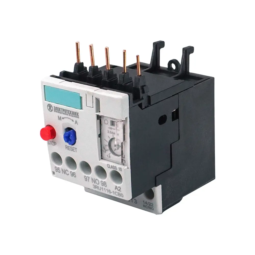 Фото Тепловое реле перегрузки Электротехник 3RU1116-1AB0 3 положения 0.55 кВт 1.1...1.6А 1НО+1НЗ типоразмер S00 IP20 Фото Тепловое реле перегрузки Электротехник 3RU1116-1AB0 3 положения 0.55 кВт 1.1...1.6А 1НО+1НЗ типоразмер S00 IP20