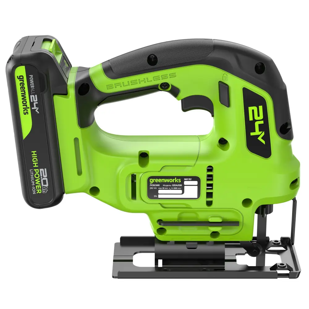 Фото 4 Лобзик аккумуляторный Greenworks GD24JS90 3601707CUA, 24 В Li-Ion 1x2 Ач Фото 4 Лобзик аккумуляторный Greenworks GD24JS90 3601707CUA, 24 В Li-Ion 1x2 Ач