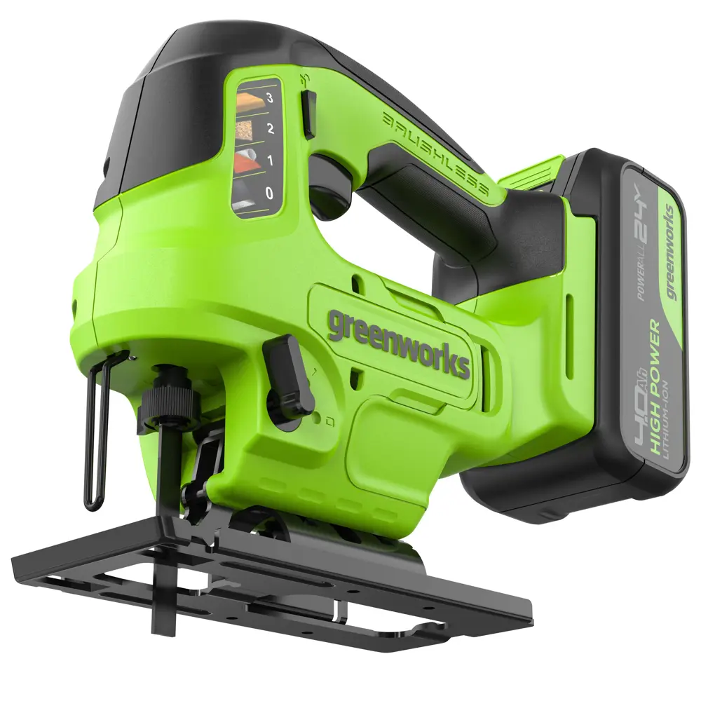 Фото 11 Лобзик аккумуляторный Greenworks GD24JS90 3601707CUB, 24 В Li-Ion 1x4 Ач Фото 11 Лобзик аккумуляторный Greenworks GD24JS90 3601707CUB, 24 В Li-Ion 1x4 Ач