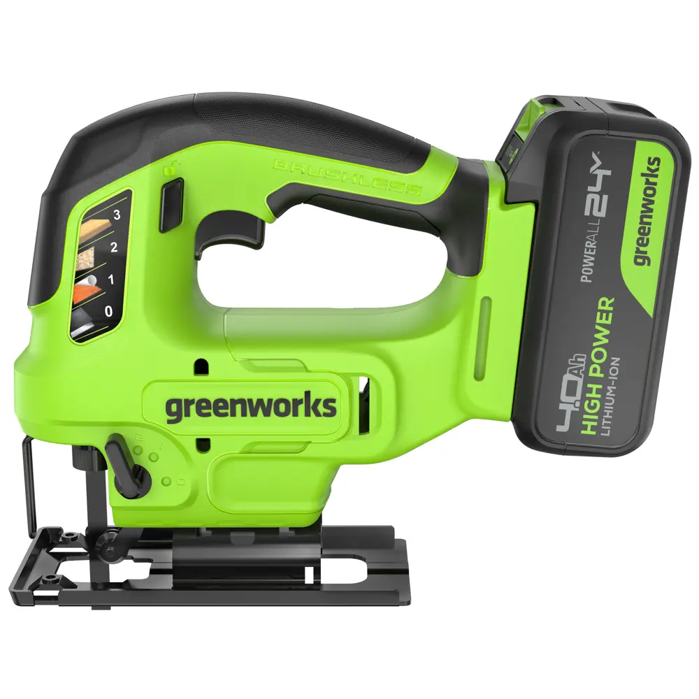 Фото 4 Лобзик аккумуляторный Greenworks GD24JS90 3601707CUB, 24 В Li-Ion 1x4 Ач Фото 4 Лобзик аккумуляторный Greenworks GD24JS90 3601707CUB, 24 В Li-Ion 1x4 Ач