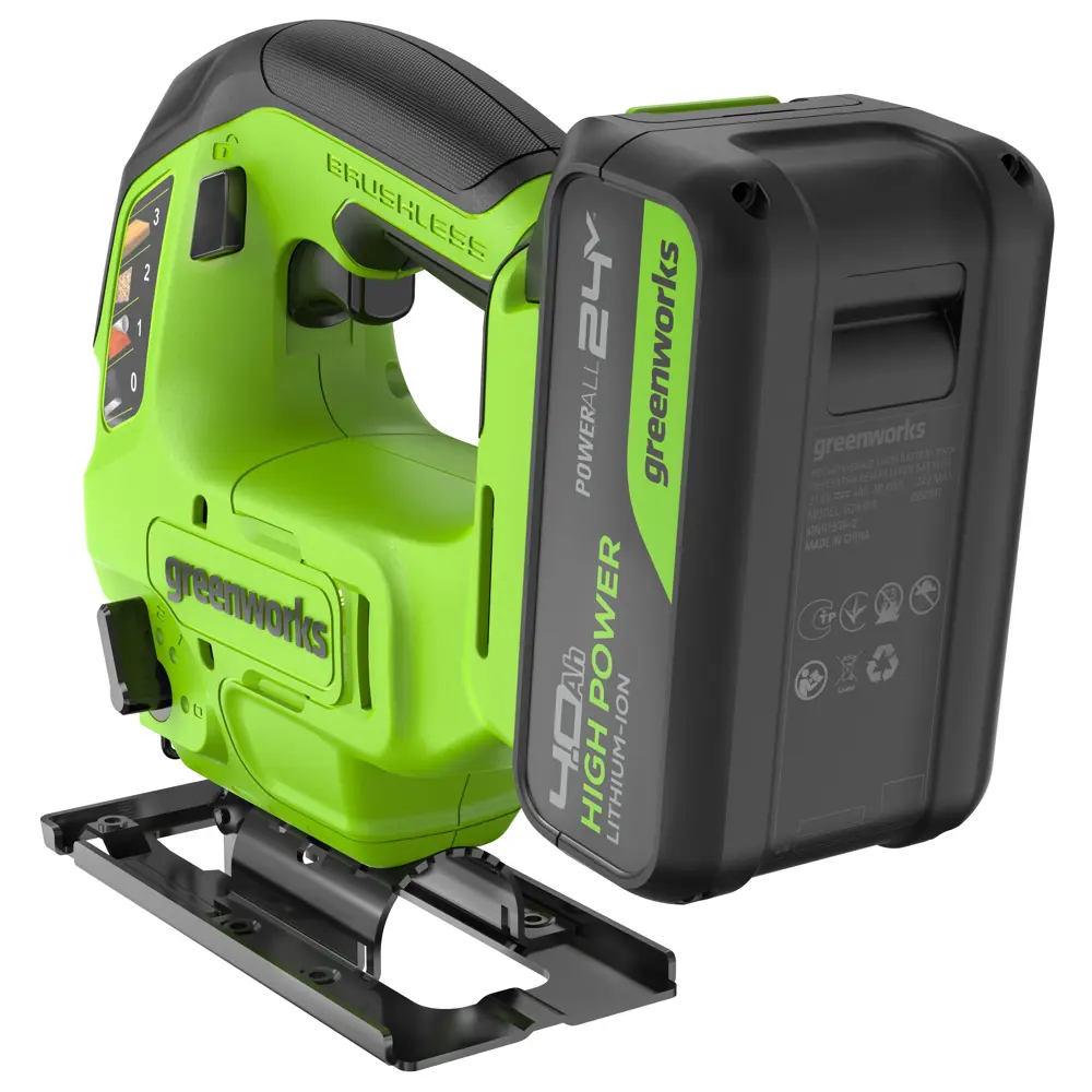 Фото 5 Лобзик аккумуляторный Greenworks GD24JS90 3601707CUB, 24 В Li-Ion 1x4 Ач Фото 5 Лобзик аккумуляторный Greenworks GD24JS90 3601707CUB, 24 В Li-Ion 1x4 Ач