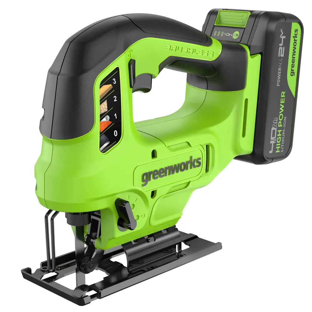 Фото 3 Лобзик аккумуляторный Greenworks GD24JS90 3601707CUB, 24 В Li-Ion 1x4 Ач Фото 3 Лобзик аккумуляторный Greenworks GD24JS90 3601707CUB, 24 В Li-Ion 1x4 Ач