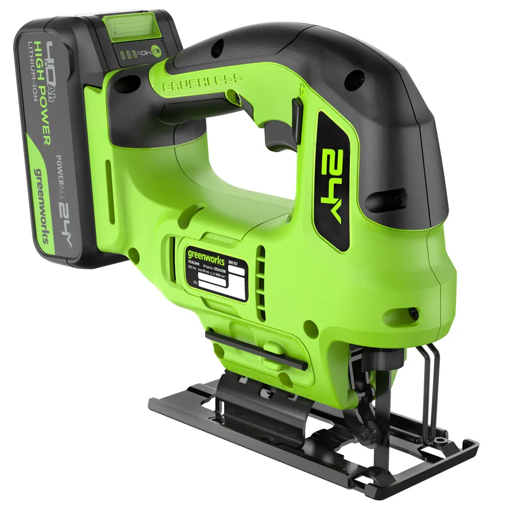 Фото 9 Лобзик аккумуляторный Greenworks GD24JS90 3601707CUB, 24 В Li-Ion 1x4 Ач Фото 9 Лобзик аккумуляторный Greenworks GD24JS90 3601707CUB, 24 В Li-Ion 1x4 Ач