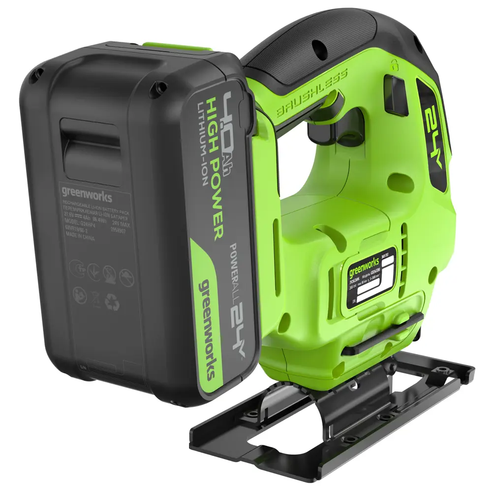 Фото 7 Лобзик аккумуляторный Greenworks GD24JS90 3601707CUB, 24 В Li-Ion 1x4 Ач Фото 7 Лобзик аккумуляторный Greenworks GD24JS90 3601707CUB, 24 В Li-Ion 1x4 Ач