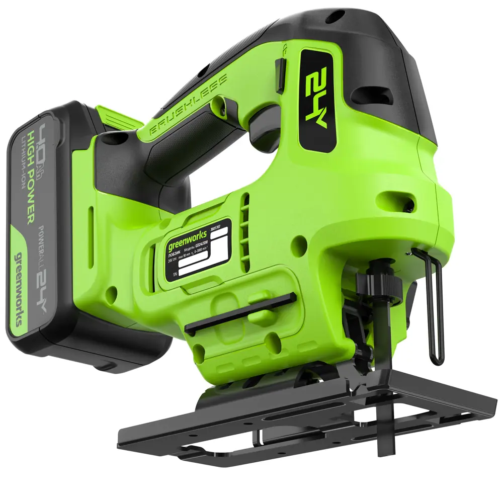 Фото 12 Лобзик аккумуляторный Greenworks GD24JS90 3601707CUB, 24 В Li-Ion 1x4 Ач Фото 12 Лобзик аккумуляторный Greenworks GD24JS90 3601707CUB, 24 В Li-Ion 1x4 Ач