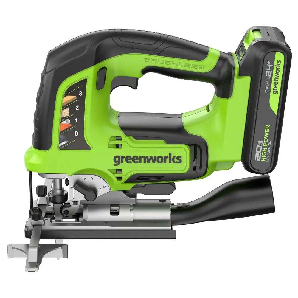 Фото 4 Лобзик аккумуляторный Greenworks GD24JS120 3601407CUA, 24 В Li-Ion 1x2 Ач Фото 4 Лобзик аккумуляторный Greenworks GD24JS120 3601407CUA, 24 В Li-Ion 1x2 Ач