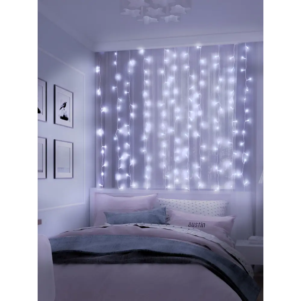 Фото 3 Электрогирлянда Sh lights LDCL368-W-E занавес 368 ламп 1.5x1.5 м белый цвет Фото 3 Электрогирлянда Sh lights LDCL368-W-E занавес 368 ламп 1.5x1.5 м белый цвет