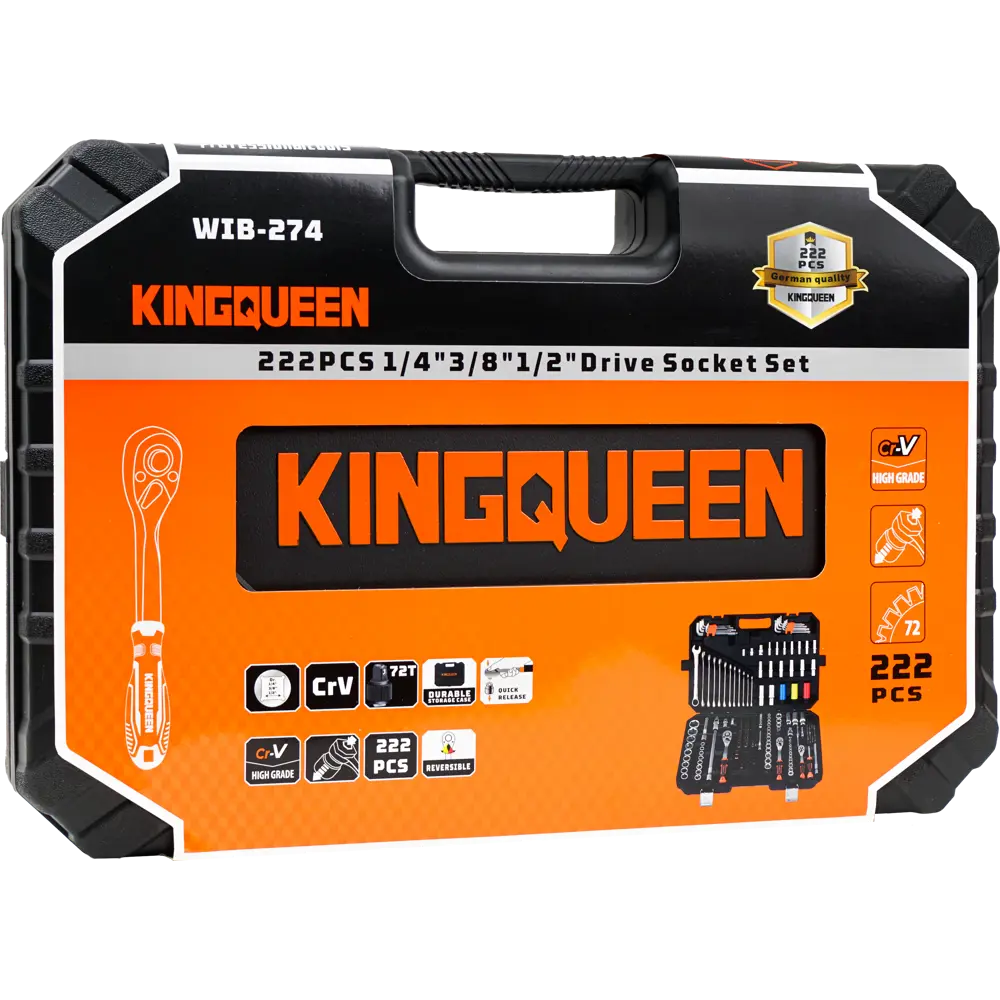 Фото 4 Набор инструментов Kingqueen WIB-274, 222 предметов Фото 4 Набор инструментов Kingqueen WIB-274, 222 предметов