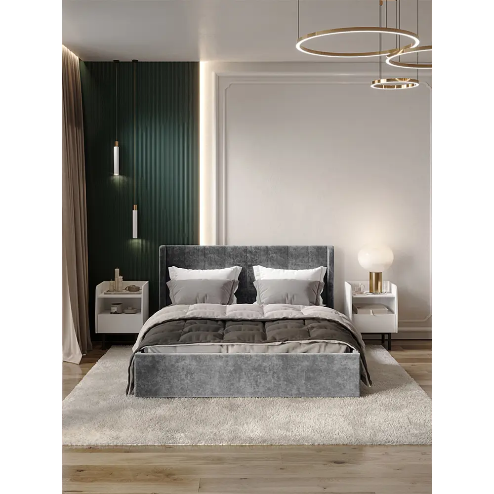 Фото 4 Кровать Bts Версаль 160x200 см цвет грифельный Фото 4 Кровать Bts Версаль 160x200 см цвет грифельный