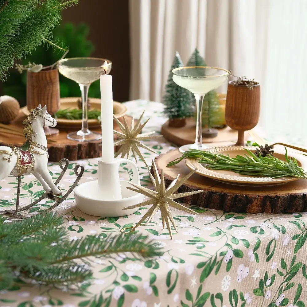 Фото 4 Скатерть на стол Доляна Frosty berries круглая 149x220 см цвет разноцветный