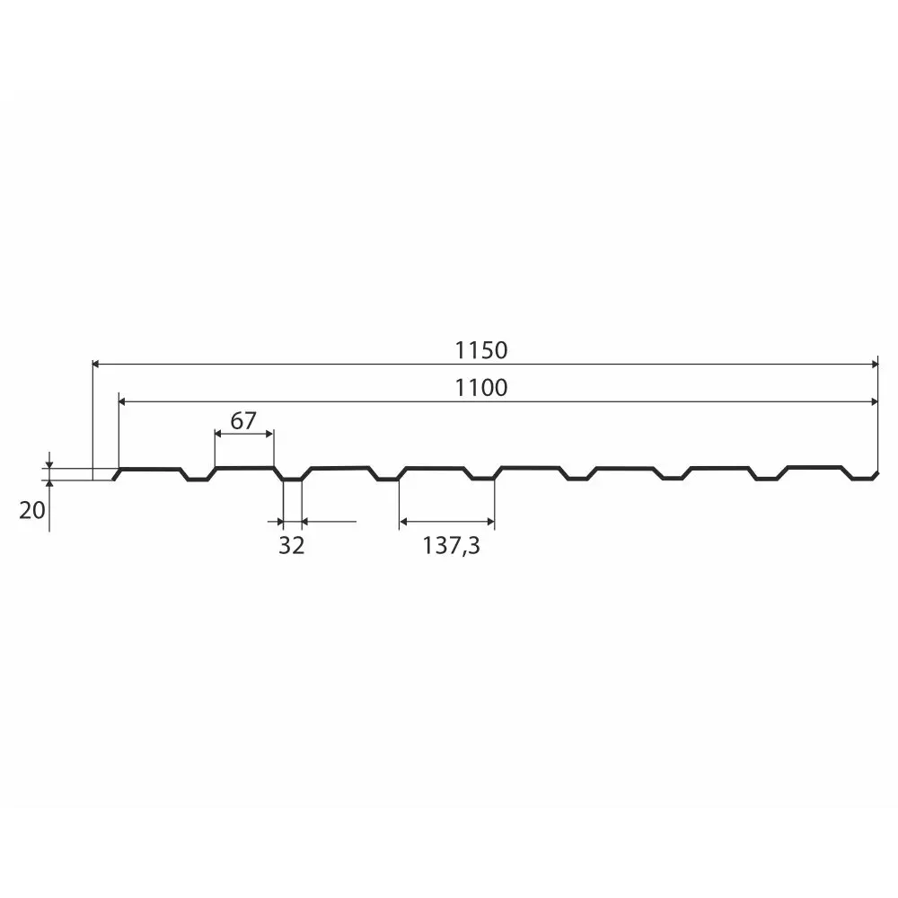 Фото 3 Профнастил С20 0.45мм Таврос 2000x1150мм RAL 6005 зеленый текстур 8шт