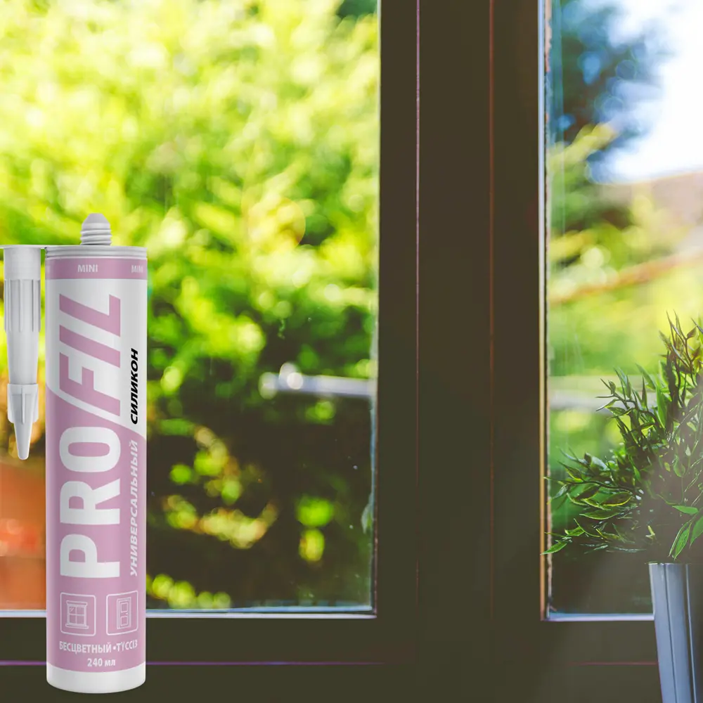 Фото 3 Универсальный силиконовый герметик Profil Mini бесцветный 240мл Фото 3 Универсальный силиконовый герметик Profil Mini бесцветный 240мл