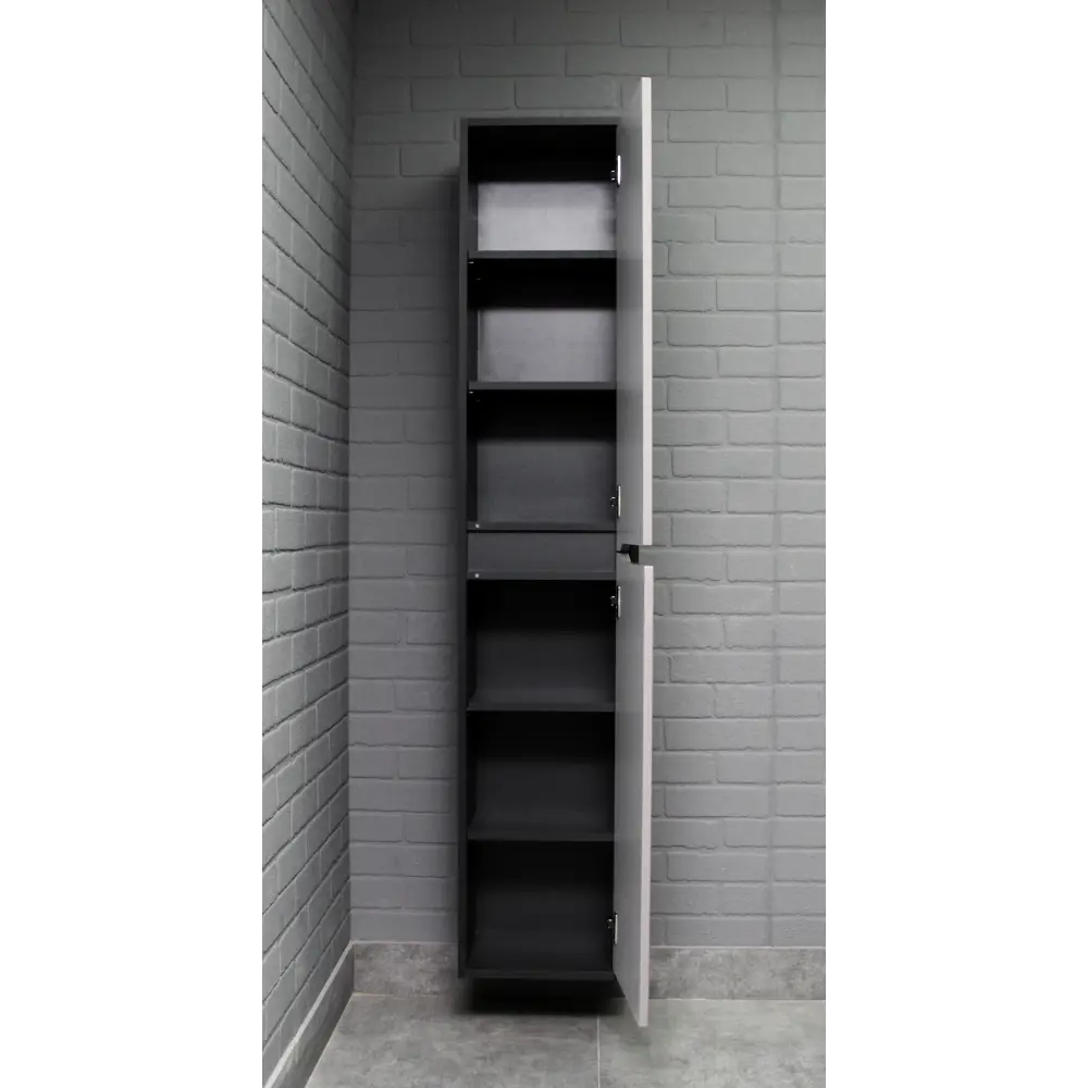 Фото 7 Пенал для ванной подвесной Домино 35 Karat Серый тауп правый Домино Фото 7 Пенал для ванной подвесной Домино 35 Karat Серый тауп правый Домино