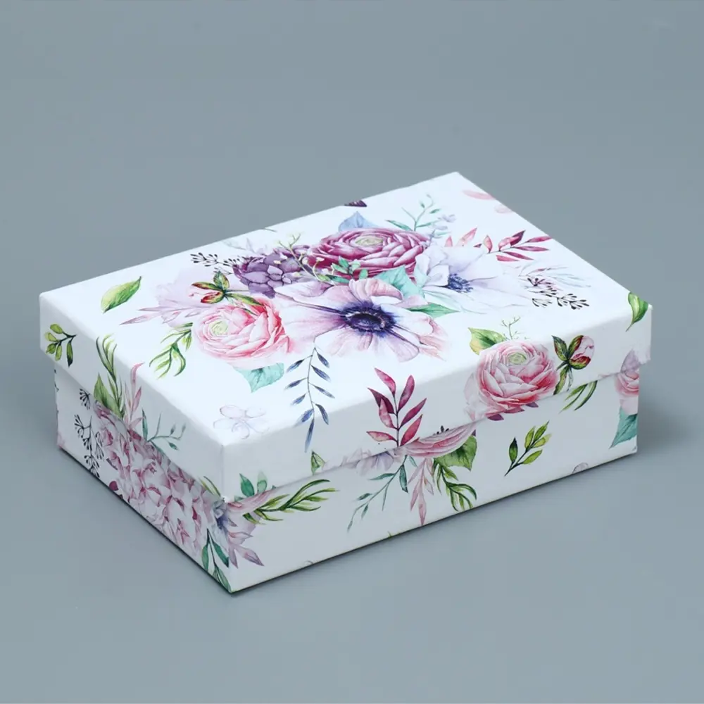 Фото 5 Подарочная коробка Дарите счастье Цветы 12x33 см фиолетовый