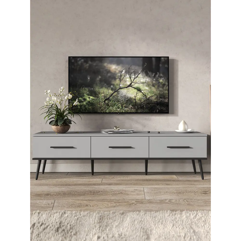 Фото 2 Тумба под телевизор Сима-ленд Мишель 165х45х44 см ЛДСП цвет шиншилла серая Фото 2 Тумба под телевизор Сима-ленд Мишель 165х45х44 см ЛДСП цвет шиншилла серая