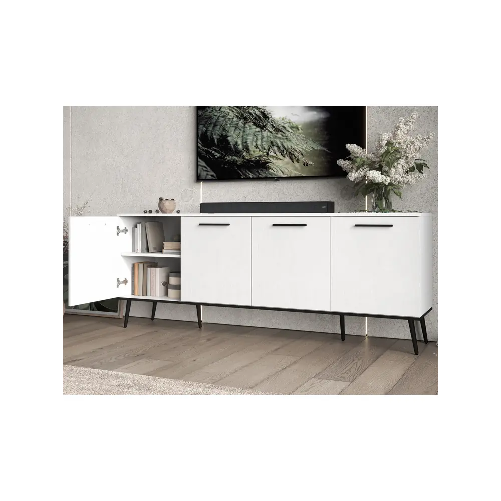 Фото 5 Тумба под телевизор Сима-ленд Монти 201х45х78 см ЛДСП цвет белый текстурный Фото 5 Тумба под телевизор Сима-ленд Монти 201х45х78 см ЛДСП цвет белый текстурный