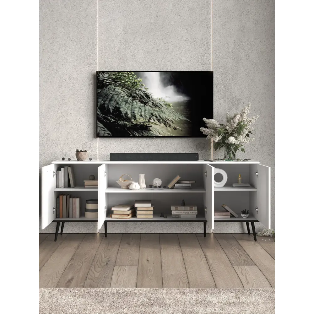 Фото 2 Тумба под телевизор Сима-ленд Монти 201х45х78 см ЛДСП цвет белый текстурный Фото 2 Тумба под телевизор Сима-ленд Монти 201х45х78 см ЛДСП цвет белый текстурный