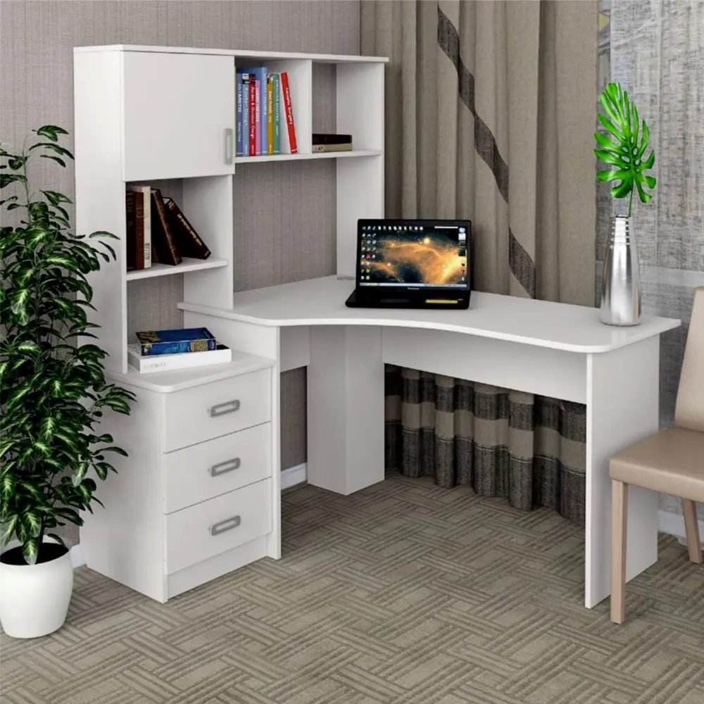 Фото Стол компьютерный Сима-ленд Альянс 8 138x155x119 см ЛДСП цвет белый Фото Стол компьютерный Сима-ленд Альянс 8 138x155x119 см ЛДСП цвет белый