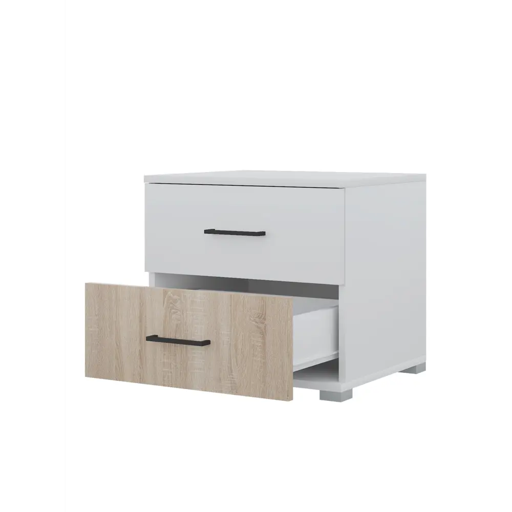 Фото 2 Тумба прикроватная Сима-ленд Nova 50x41x45 см 1 ящик ЛДСП цвет белый/дуб сонома Фото 2 Тумба прикроватная Сима-ленд Nova 50x41x45 см 1 ящик ЛДСП цвет белый/дуб сонома