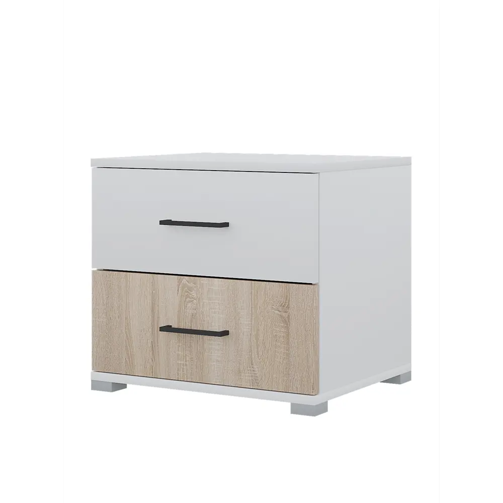 Фото Тумба прикроватная Сима-ленд Nova 50x41x45 см 1 ящик ЛДСП цвет белый/дуб сонома Фото Тумба прикроватная Сима-ленд Nova 50x41x45 см 1 ящик ЛДСП цвет белый/дуб сонома