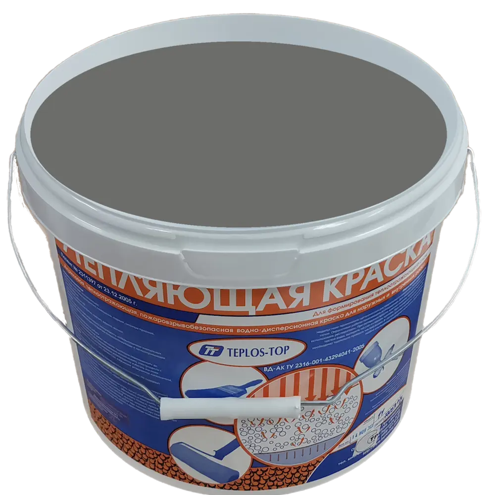 Фото 2 Краска утепляющая водно-дисперсионная Teplos-Top универсальная цвет NCS S 6500-N 11 л Фото 2 Краска утепляющая водно-дисперсионная Teplos-Top универсальная цвет NCS S 6500-N 11 л