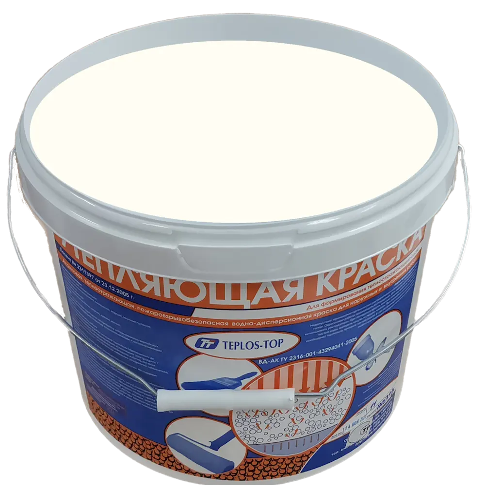 Фото 2 Краска утепляющая водно-дисперсионная Teplos-Top универсальная цвет NCS S 0502-Y 11 л Фото 2 Краска утепляющая водно-дисперсионная Teplos-Top универсальная цвет NCS S 0502-Y 11 л