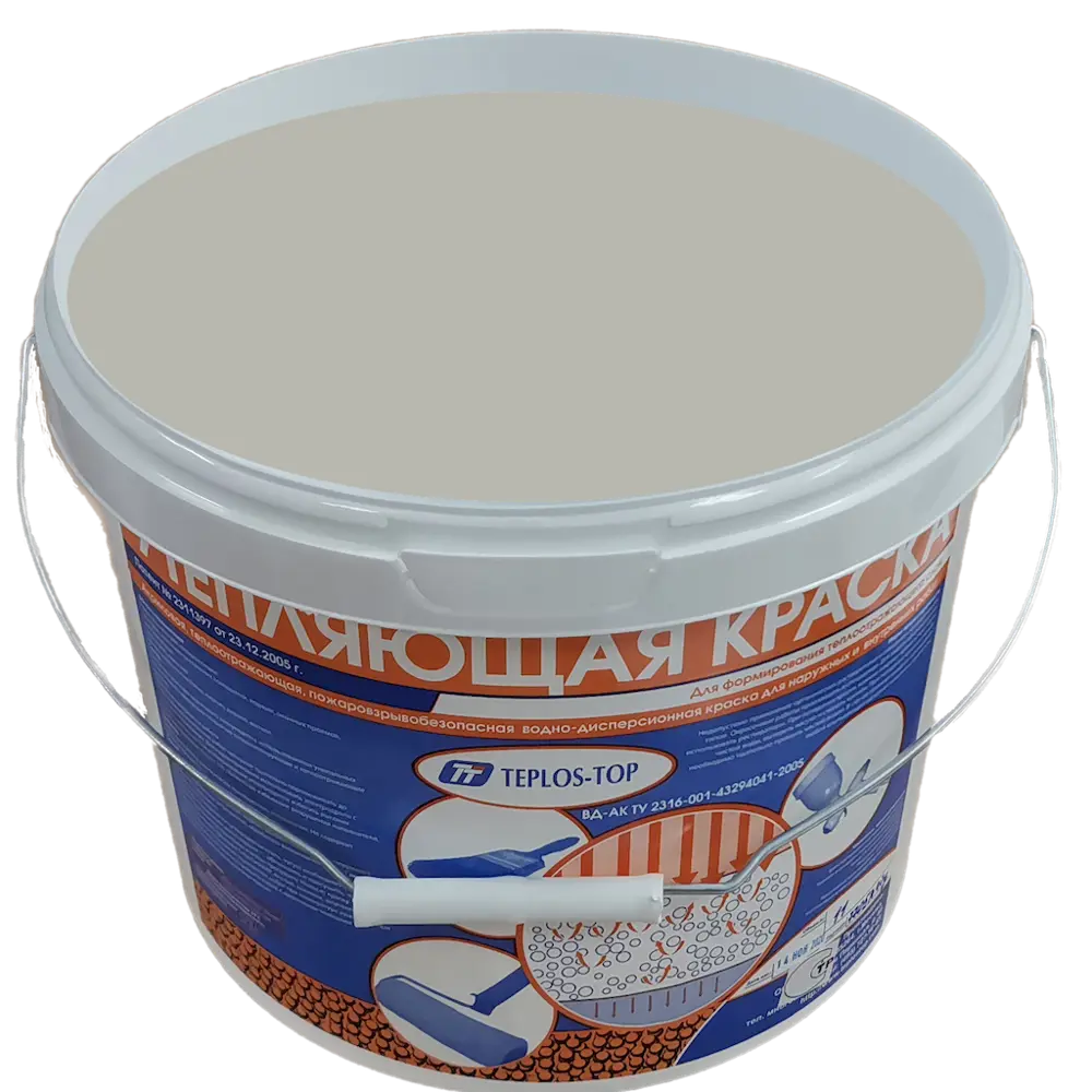 Фото 2 Краска утепляющая водно-дисперсионная Teplos-Top универсальная цвет NCS S 2502-Y 11 л