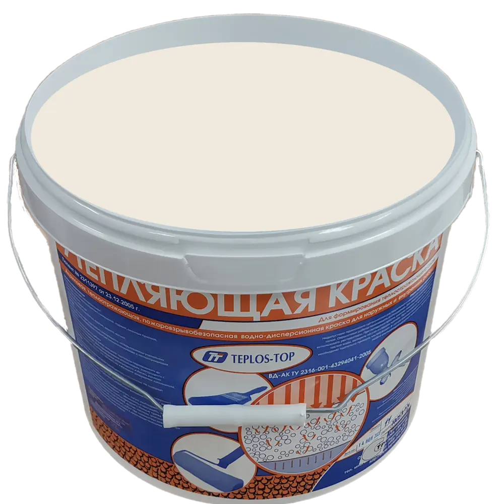 Фото 2 Краска утепляющая водно-дисперсионная Teplos-Top универсальная цвет NCS S 1002-Y50R 11 л Фото 2 Краска утепляющая водно-дисперсионная Teplos-Top универсальная цвет NCS S 1002-Y50R 11 л