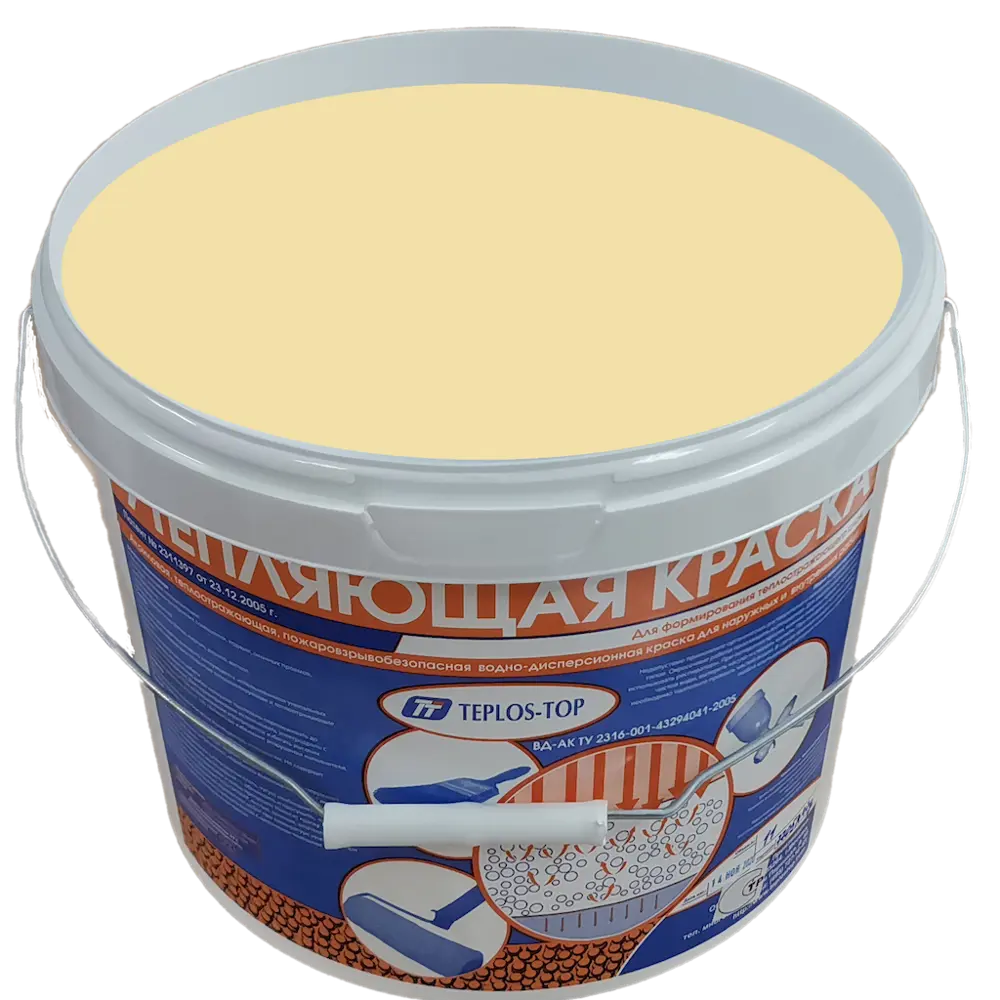 Фото 2 Краска утепляющая водно-дисперсионная Teplos-Top универсальная цвет NCS S 1015-Y10R 11 л Фото 2 Краска утепляющая водно-дисперсионная Teplos-Top универсальная цвет NCS S 1015-Y10R 11 л