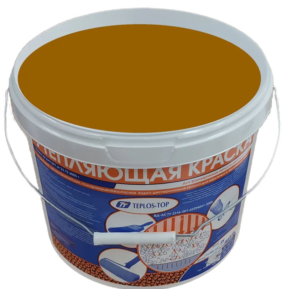 Фото 2 Краска утепляющая водно-дисперсионная Teplos-Top универсальная цвет NCS S 4055-Y10R 11 л Фото 2 Краска утепляющая водно-дисперсионная Teplos-Top универсальная цвет NCS S 4055-Y10R 11 л