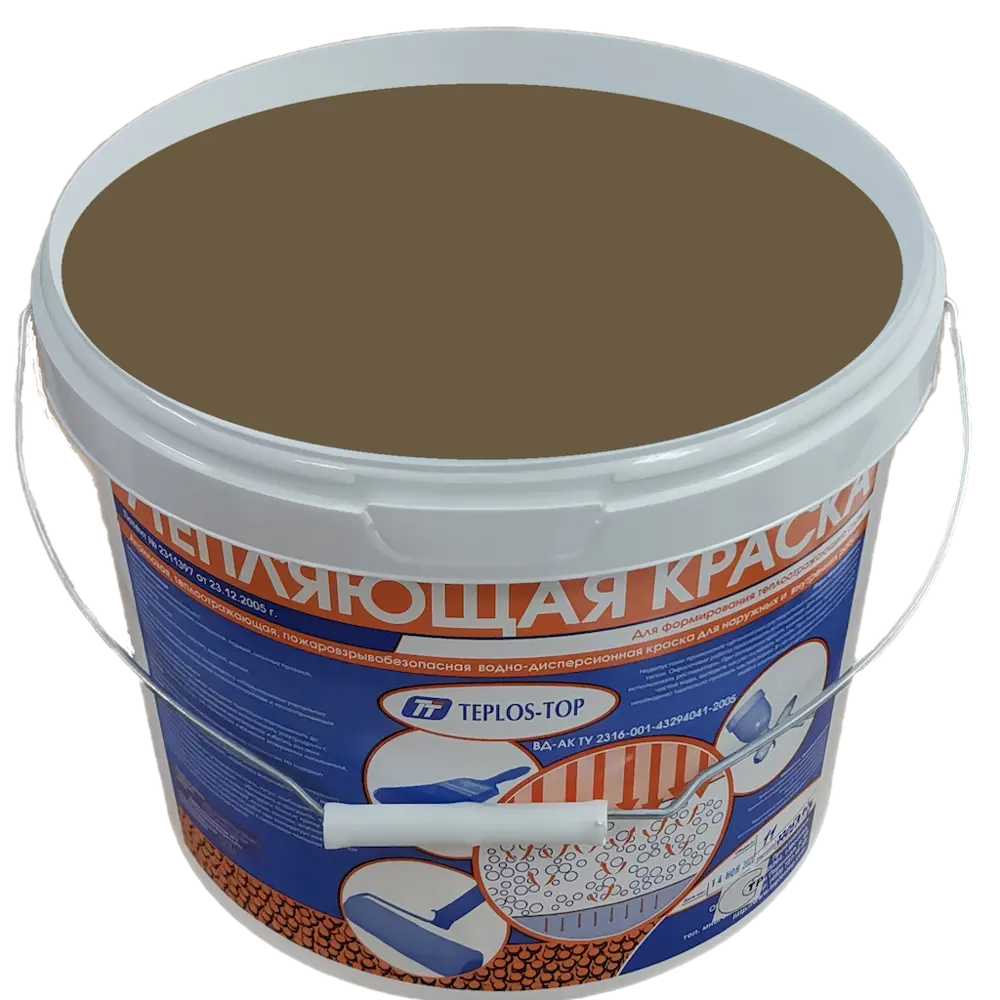 Фото 2 Краска утепляющая водно-дисперсионная Teplos-Top универсальная цвет NCS S 6010-Y10R 11 л Фото 2 Краска утепляющая водно-дисперсионная Teplos-Top универсальная цвет NCS S 6010-Y10R 11 л