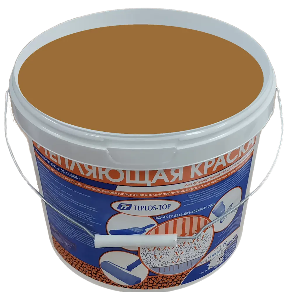 Фото 2 Краска утепляющая водно-дисперсионная Teplos-Top универсальная цвет NCS S 4030-Y20R 11 л Фото 2 Краска утепляющая водно-дисперсионная Teplos-Top универсальная цвет NCS S 4030-Y20R 11 л