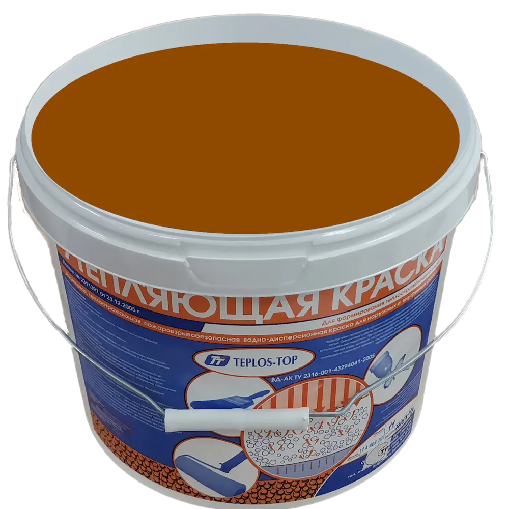 Фото 2 Краска утепляющая водно-дисперсионная Teplos-Top универсальная цвет NCS S 4050-Y20R 11 л Фото 2 Краска утепляющая водно-дисперсионная Teplos-Top универсальная цвет NCS S 4050-Y20R 11 л