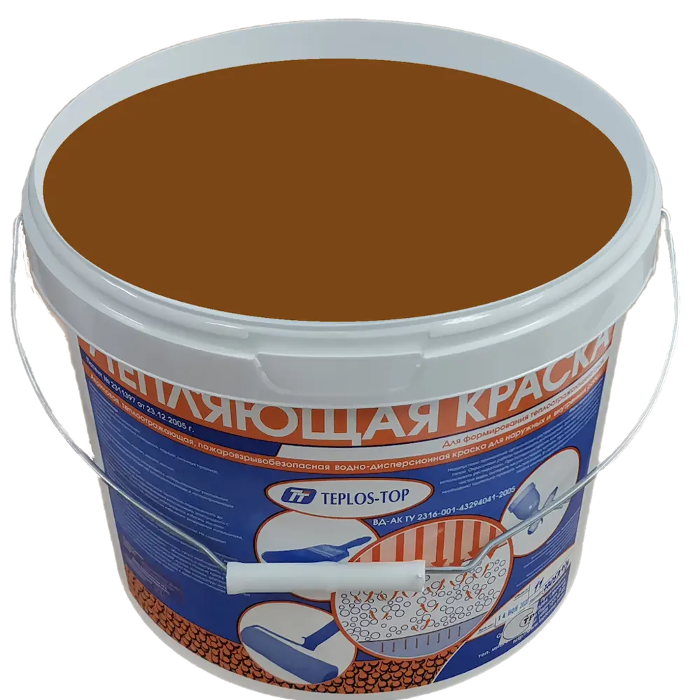Фото 2 Краска утепляющая водно-дисперсионная Teplos-Top универсальная цвет NCS S 5040-Y20R 11 л Фото 2 Краска утепляющая водно-дисперсионная Teplos-Top универсальная цвет NCS S 5040-Y20R 11 л