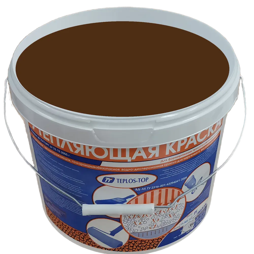 Фото 2 Краска утепляющая водно-дисперсионная Teplos-Top универсальная цвет NCS S 7020-Y20R 11 л Фото 2 Краска утепляющая водно-дисперсионная Teplos-Top универсальная цвет NCS S 7020-Y20R 11 л