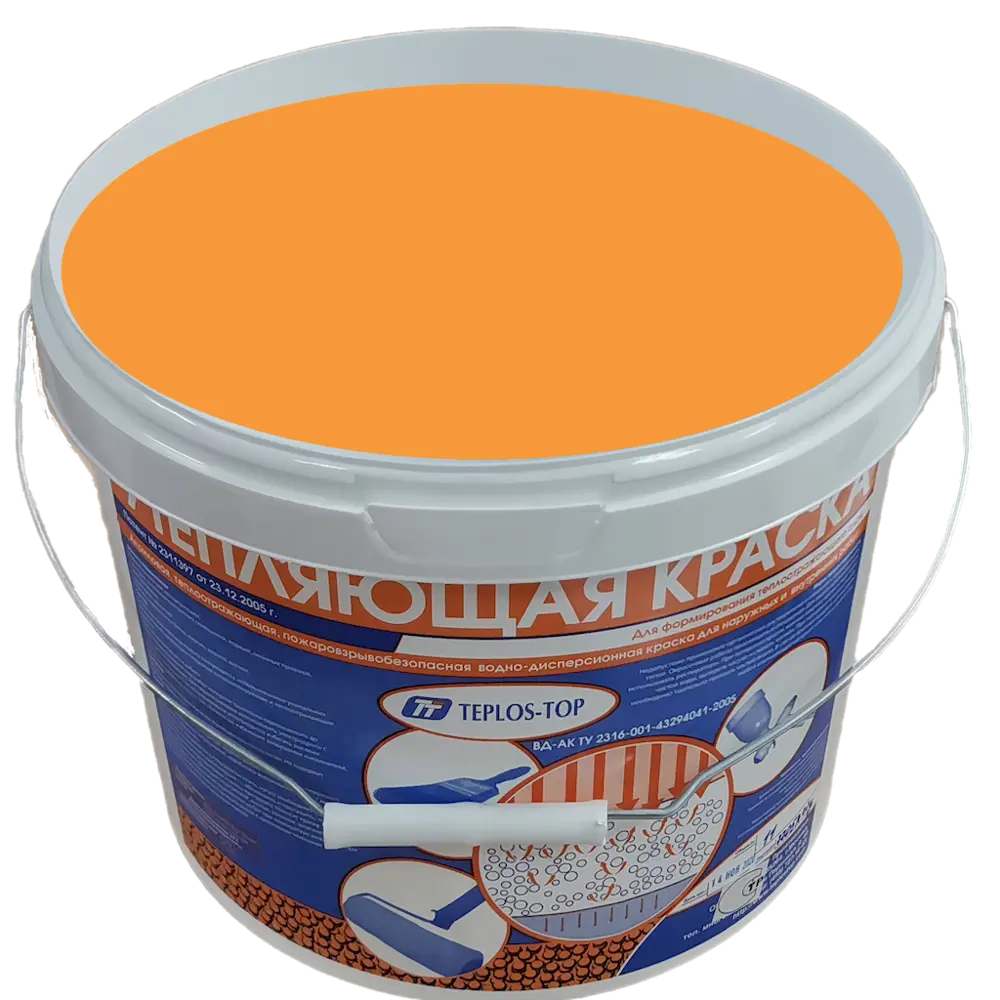 Фото 2 Краска утепляющая водно-дисперсионная Teplos-Top универсальная цвет NCS S 0550-Y30R 11 л Фото 2 Краска утепляющая водно-дисперсионная Teplos-Top универсальная цвет NCS S 0550-Y30R 11 л