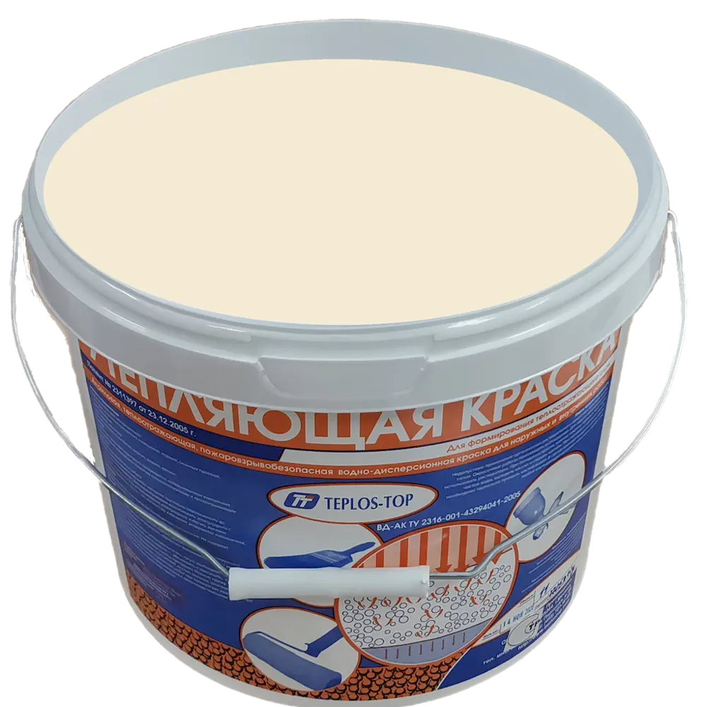 Фото 2 Краска утепляющая водно-дисперсионная Teplos-Top универсальная цвет NCS S 1005-Y30R 11 л Фото 2 Краска утепляющая водно-дисперсионная Teplos-Top универсальная цвет NCS S 1005-Y30R 11 л