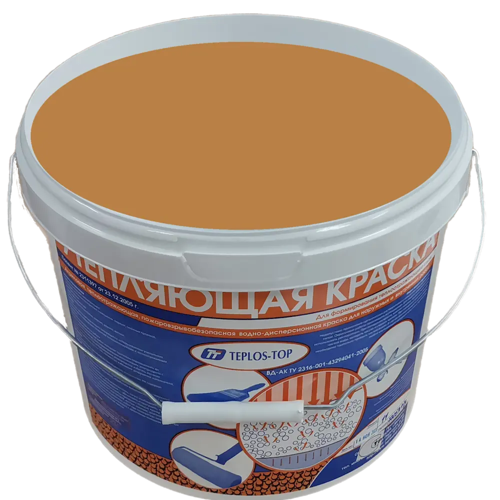 Фото 2 Краска утепляющая водно-дисперсионная Teplos-Top универсальная цвет NCS S 3030-Y30R 11 л Фото 2 Краска утепляющая водно-дисперсионная Teplos-Top универсальная цвет NCS S 3030-Y30R 11 л