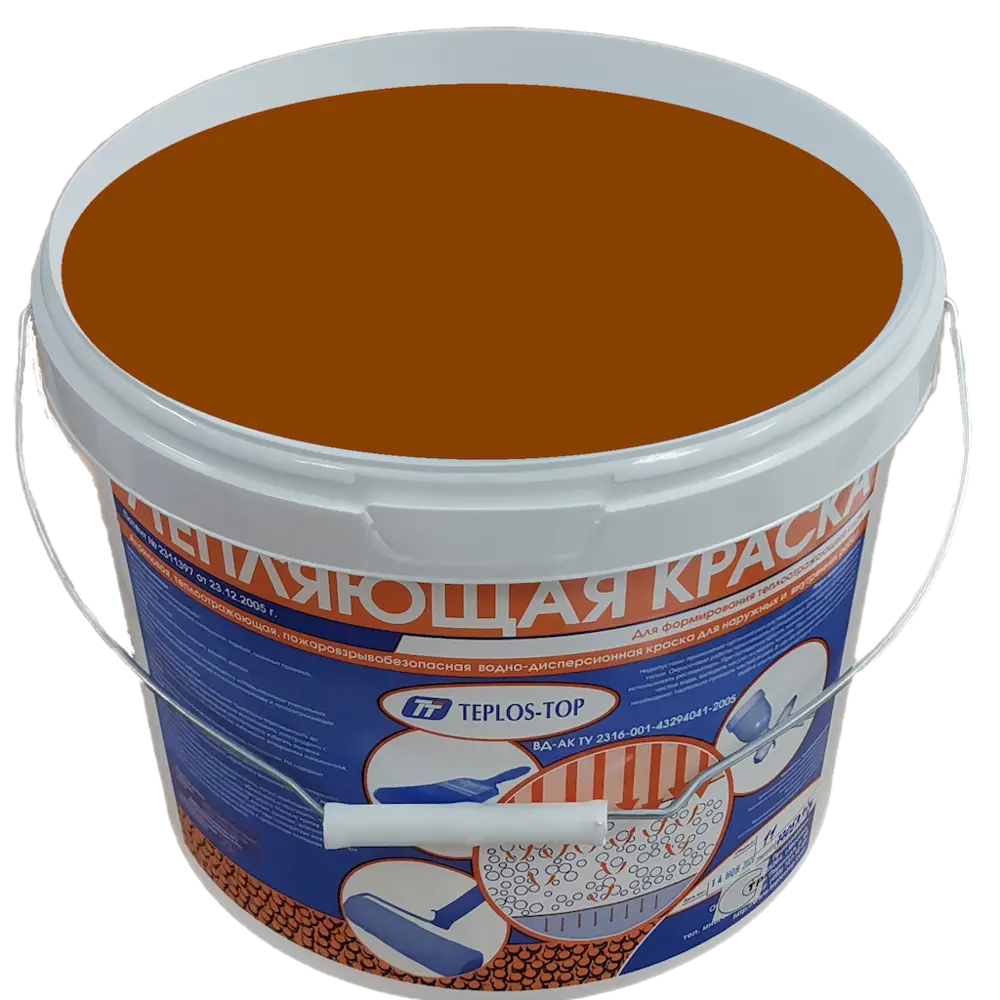 Фото 2 Краска утепляющая водно-дисперсионная Teplos-Top универсальная цвет NCS S 4550-Y30R 11 л Фото 2 Краска утепляющая водно-дисперсионная Teplos-Top универсальная цвет NCS S 4550-Y30R 11 л