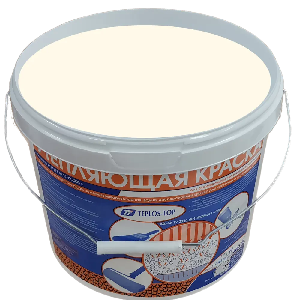Фото 2 Краска утепляющая водно-дисперсионная Teplos-Top универсальная цвет NCS S 0603-Y40R 11 л Фото 2 Краска утепляющая водно-дисперсионная Teplos-Top универсальная цвет NCS S 0603-Y40R 11 л