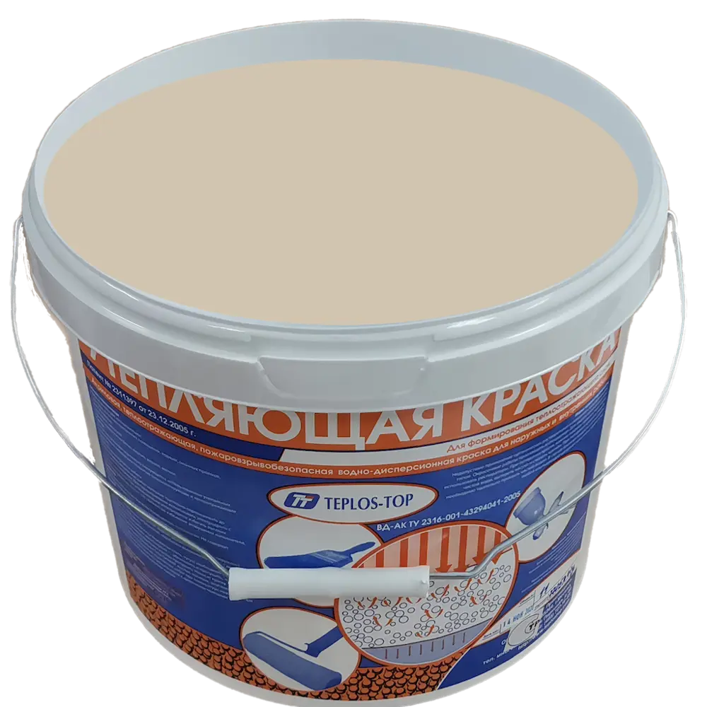 Фото 2 Краска утепляющая водно-дисперсионная Teplos-Top универсальная цвет NCS S 2005-Y40R 11 л Фото 2 Краска утепляющая водно-дисперсионная Teplos-Top универсальная цвет NCS S 2005-Y40R 11 л