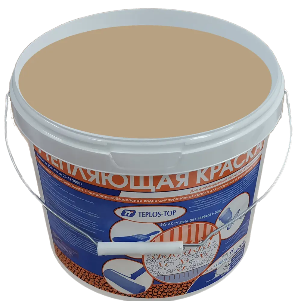 Фото 2 Краска утепляющая водно-дисперсионная Teplos-Top универсальная цвет NCS S 3010-Y40R 11 л Фото 2 Краска утепляющая водно-дисперсионная Teplos-Top универсальная цвет NCS S 3010-Y40R 11 л