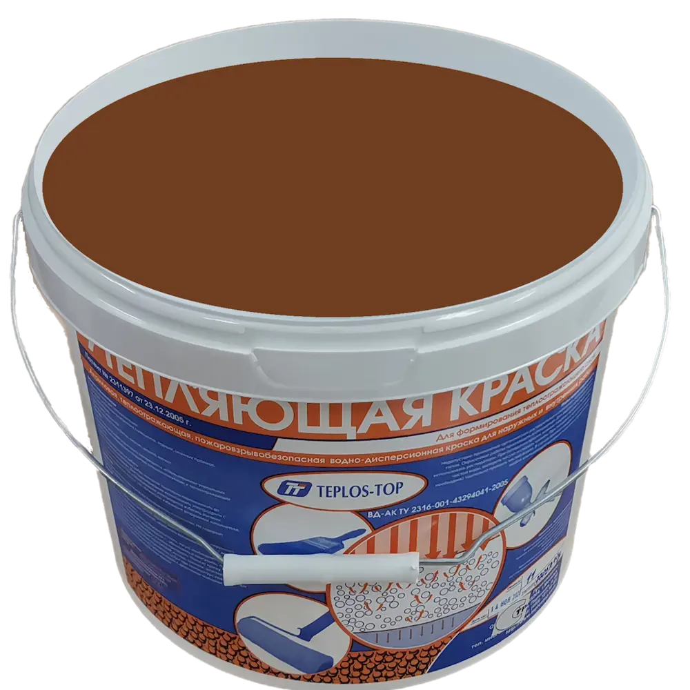 Фото 2 Краска утепляющая водно-дисперсионная Teplos-Top универсальная цвет NCS S 6020-Y40R 11 л Фото 2 Краска утепляющая водно-дисперсионная Teplos-Top универсальная цвет NCS S 6020-Y40R 11 л